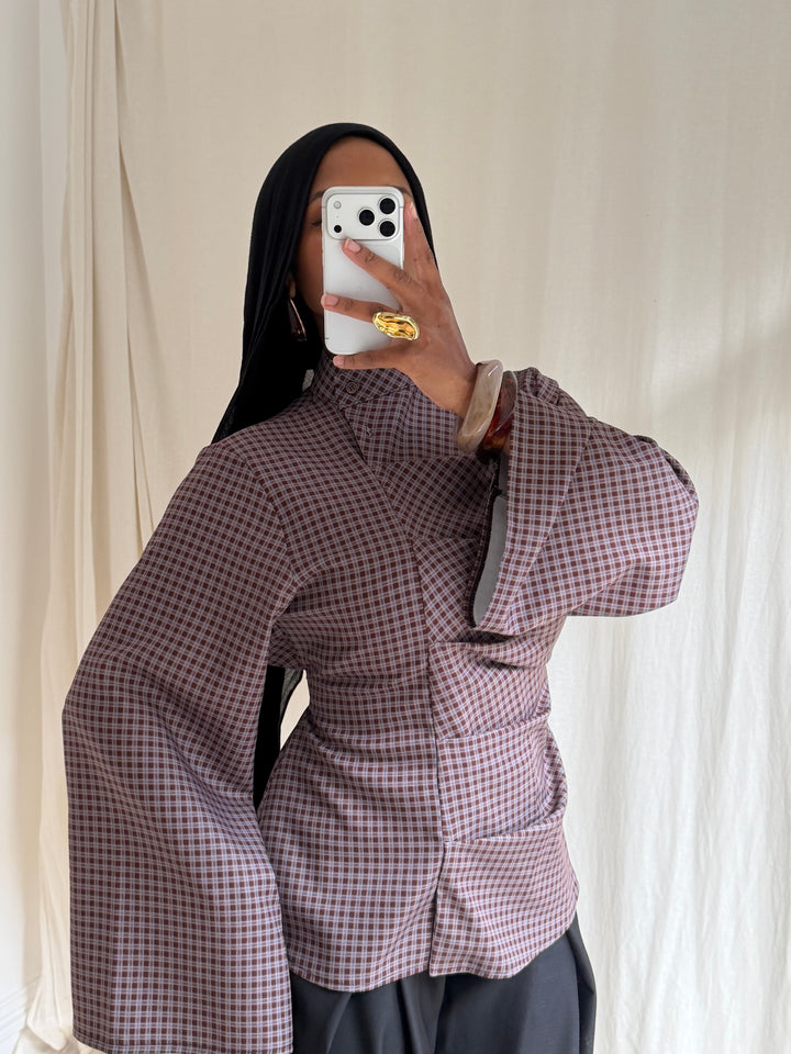 BLOUSE CINTRÉ VICHY
 MARRON