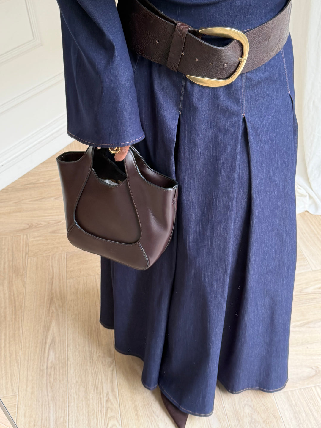 JUPE ÉVASÉE PLISSÉE DENIM
