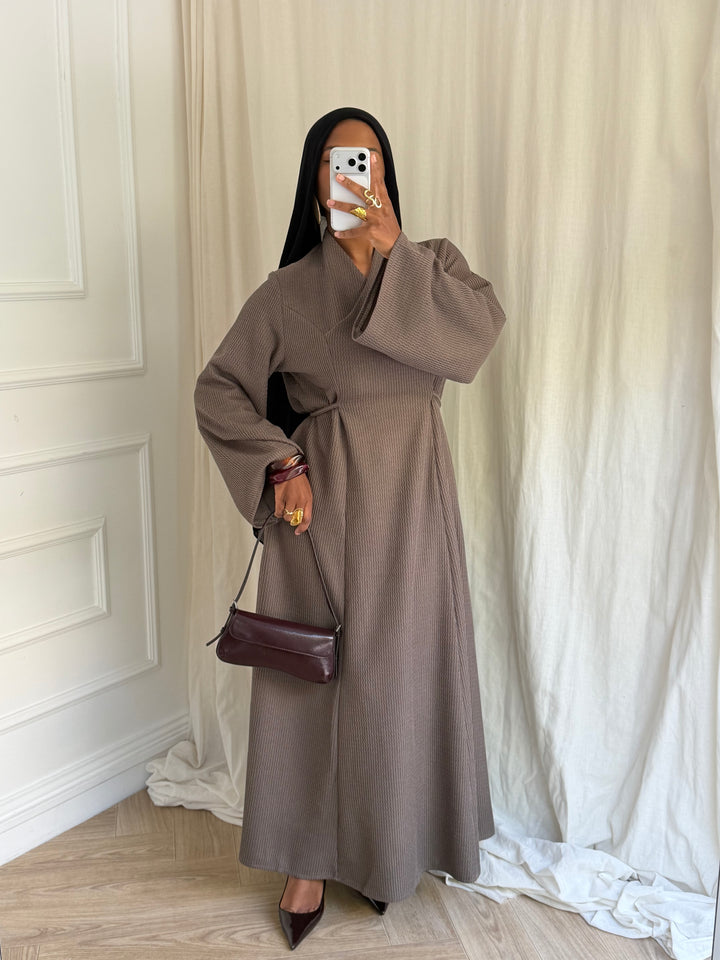 ROBE EN MAILLE TAUPE