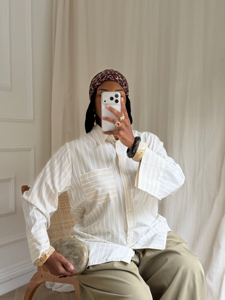 CHEMISE Oversize À RAYURES BEIGE