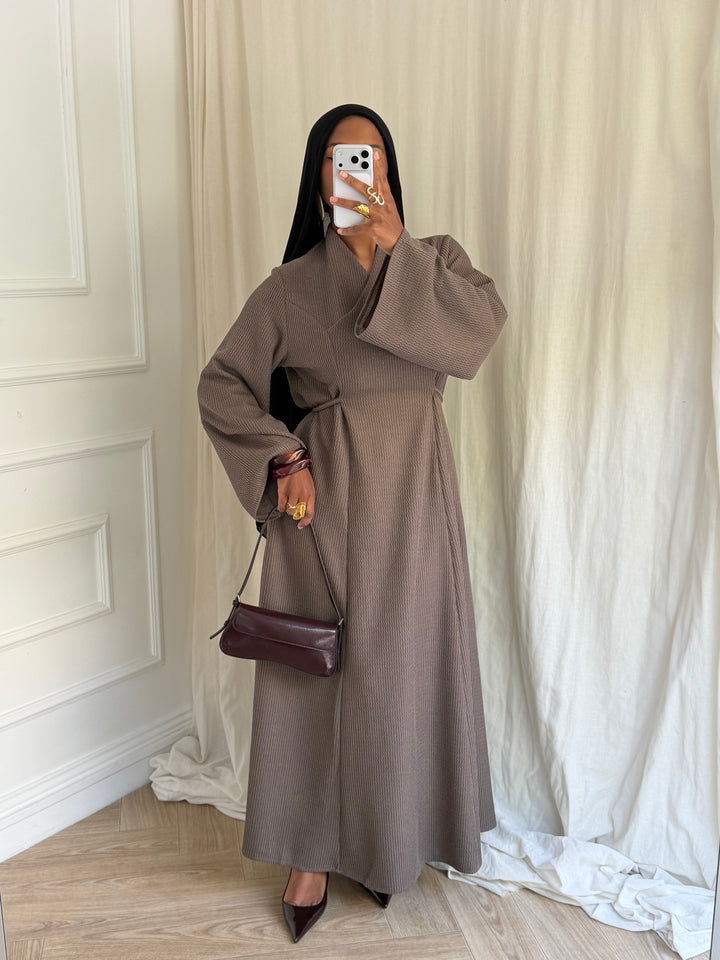 ROBE EN MAILLE TAUPE