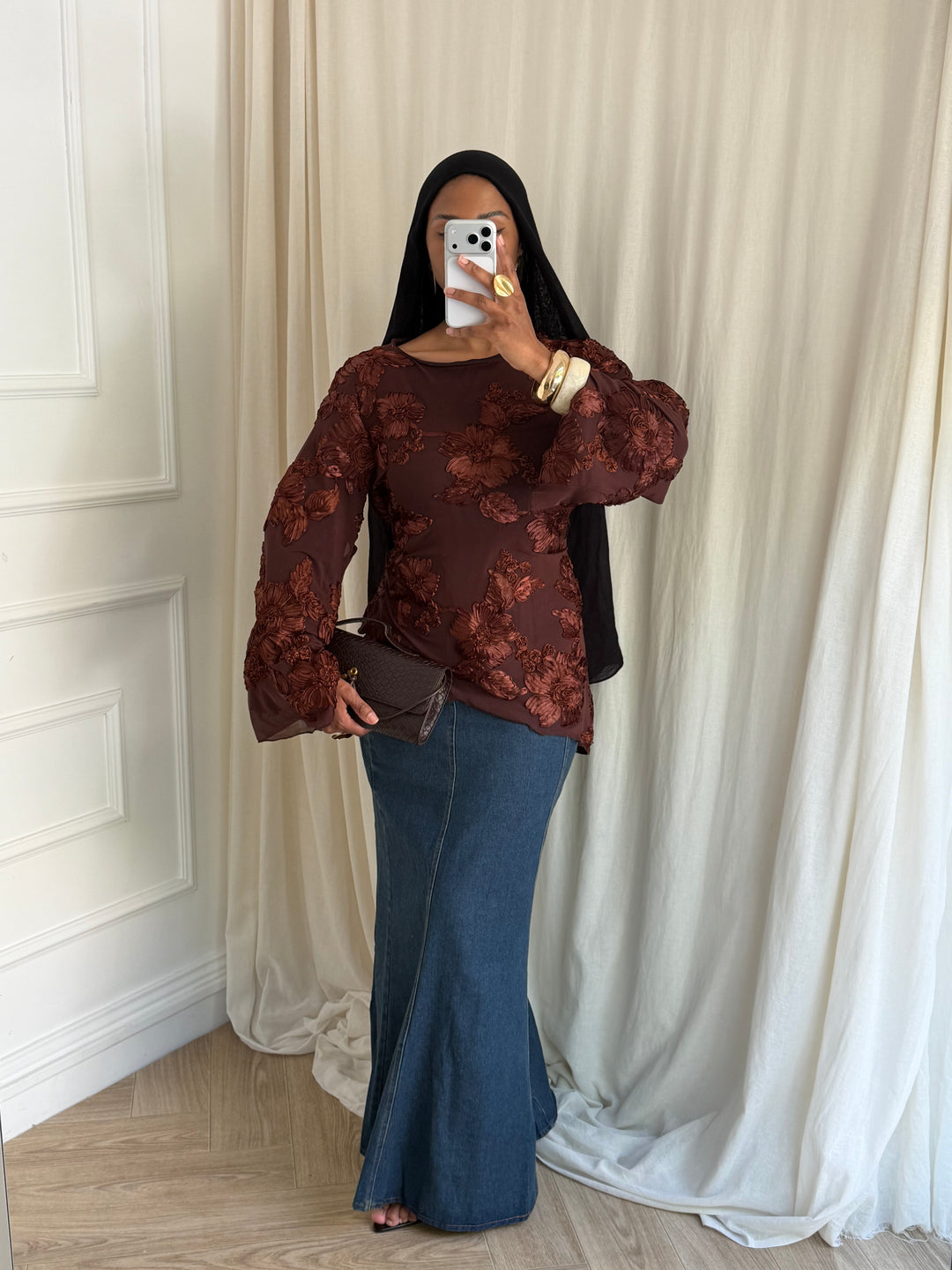 BLOUSE YASMEEN MARRON