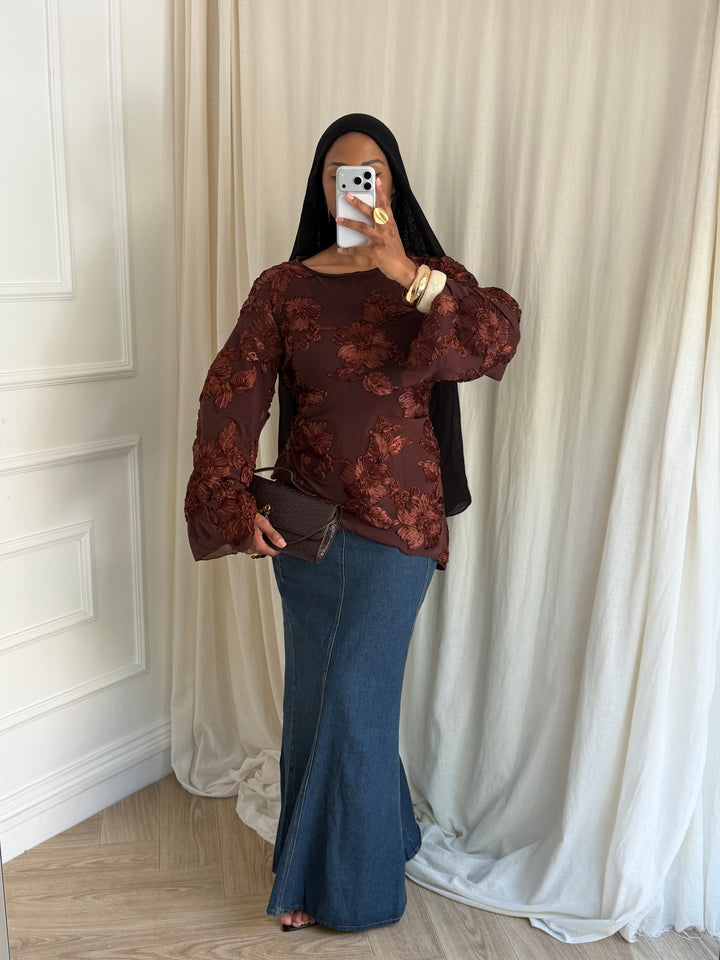 BLOUSE YASMEEN MARRON