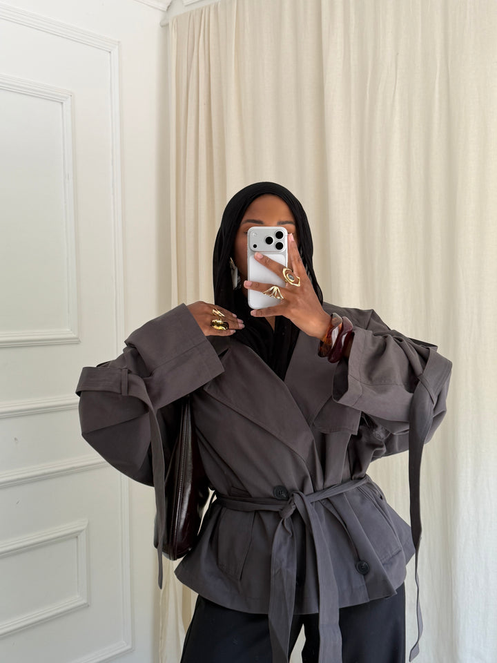TRENCH COURT EYDA GRIS FONCÉ