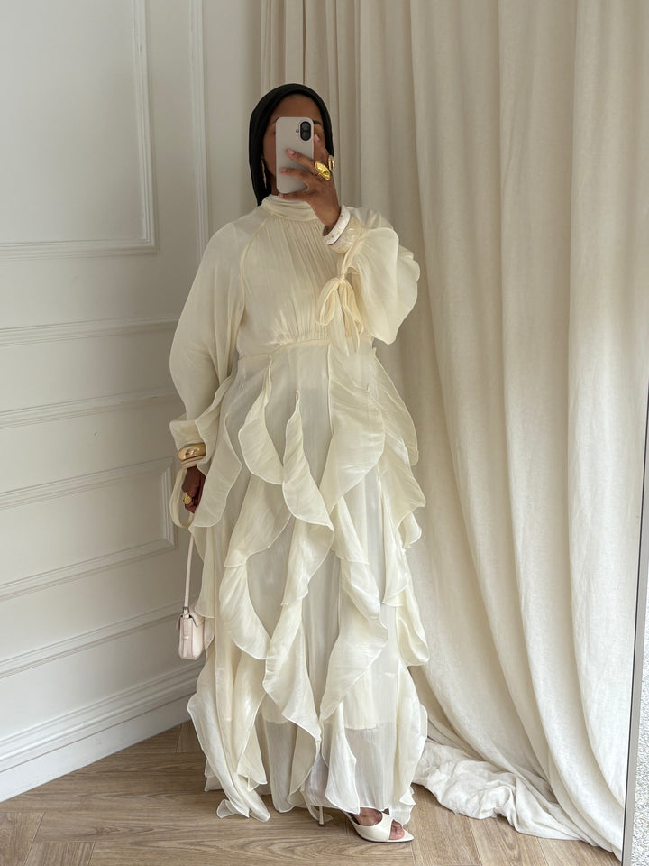 ROBE À VOLANTS CRÈME