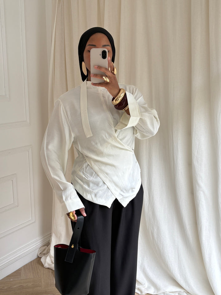 BLOUSE COURTE CROISÉ CRÈME