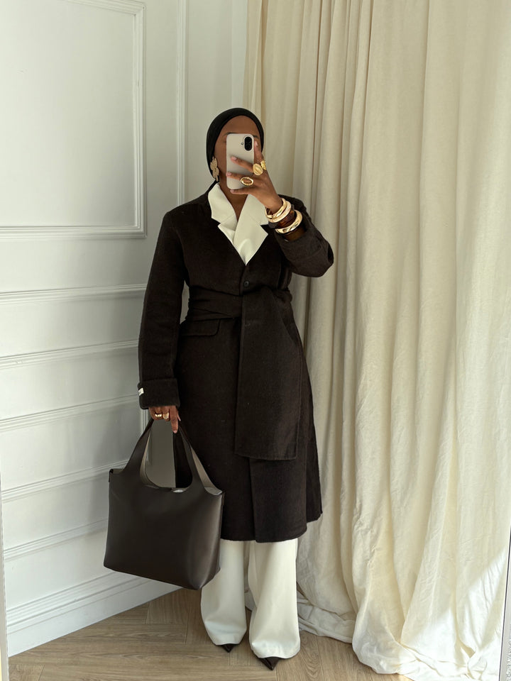 MANTEAU ÉCHARPE - Luxe Coffee