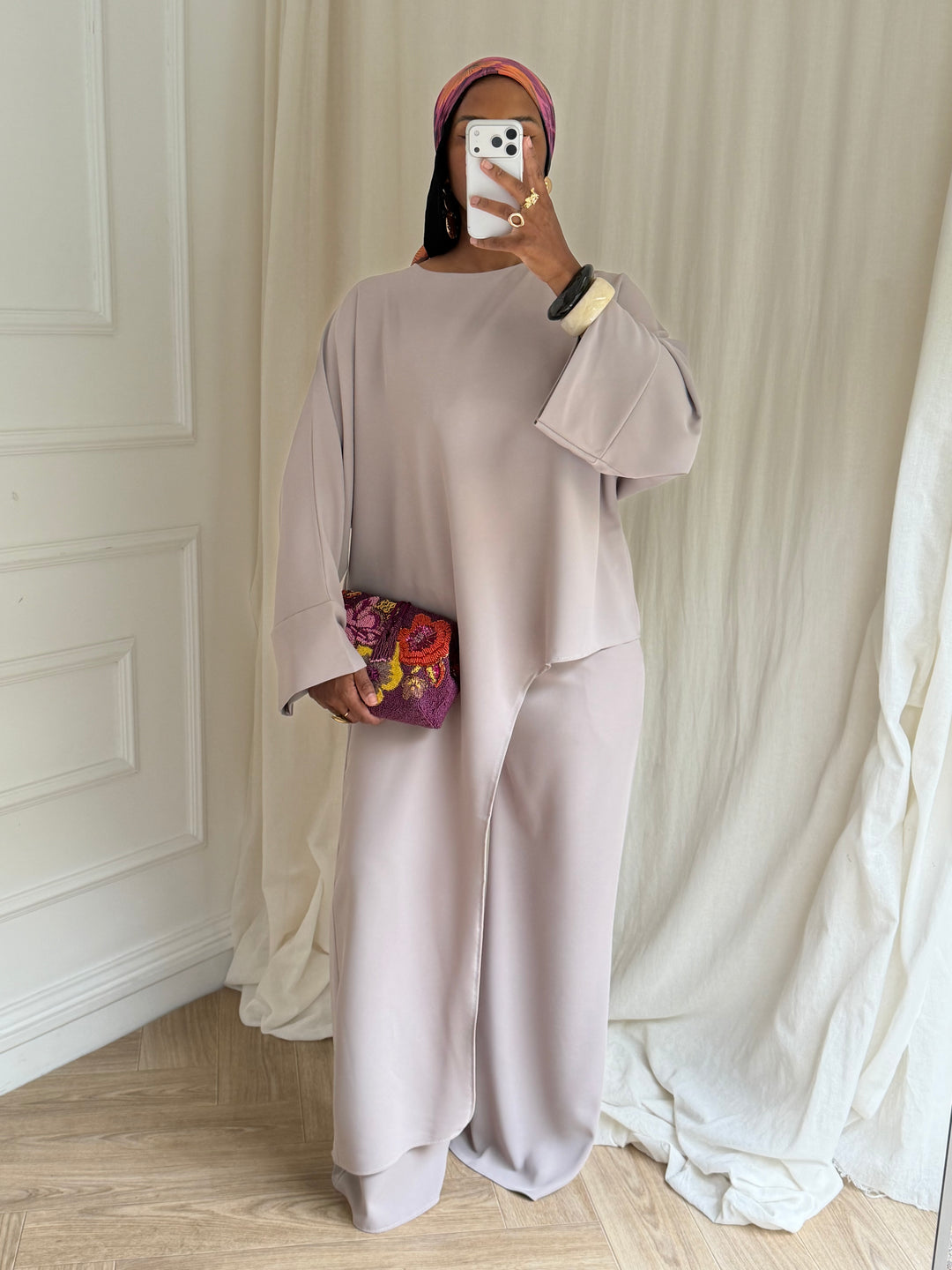 ENSEMBLE TUNIQUE ASYMÉTRIQUE TAUPE