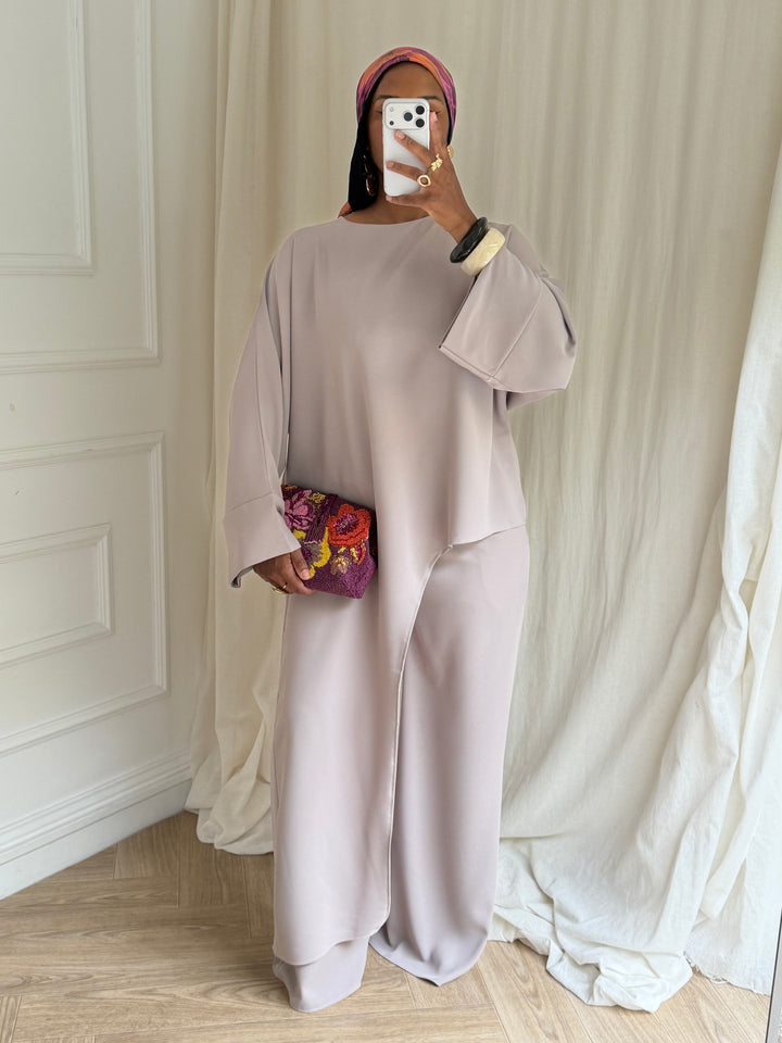 ENSEMBLE TUNIQUE ASYMÉTRIQUE TAUPE