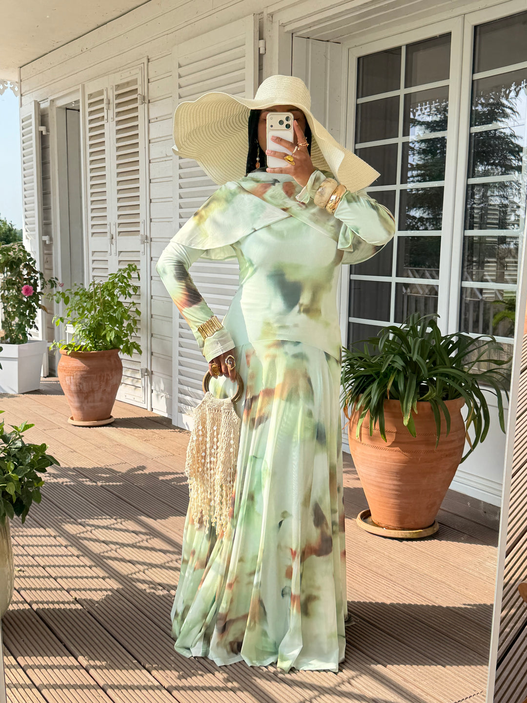 ROBE IMPRIMÉE DRAPÉE LUXE VERT