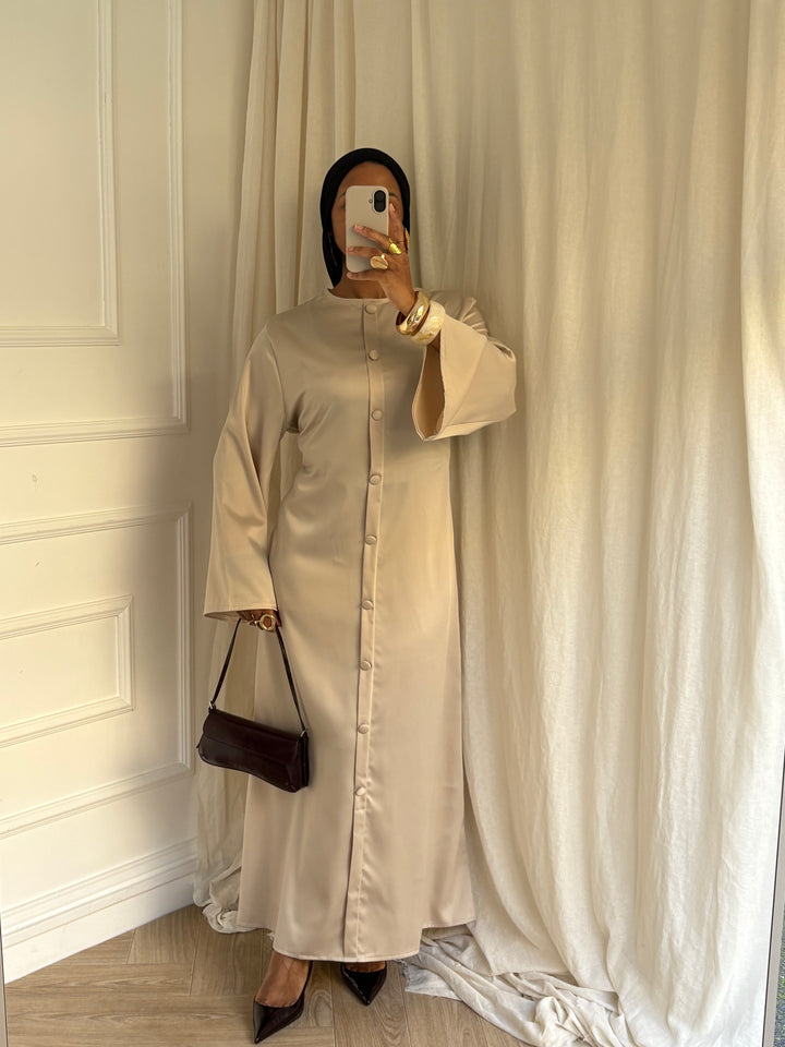 ROBE BOUTONS SATINÉ BEIGE