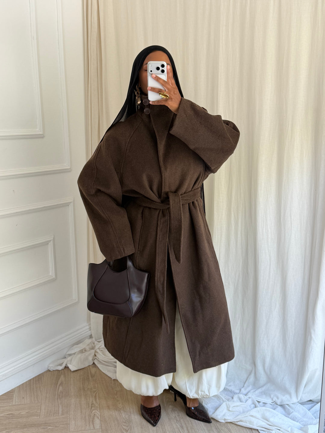 MANTEAU COAT LAINE MARRON