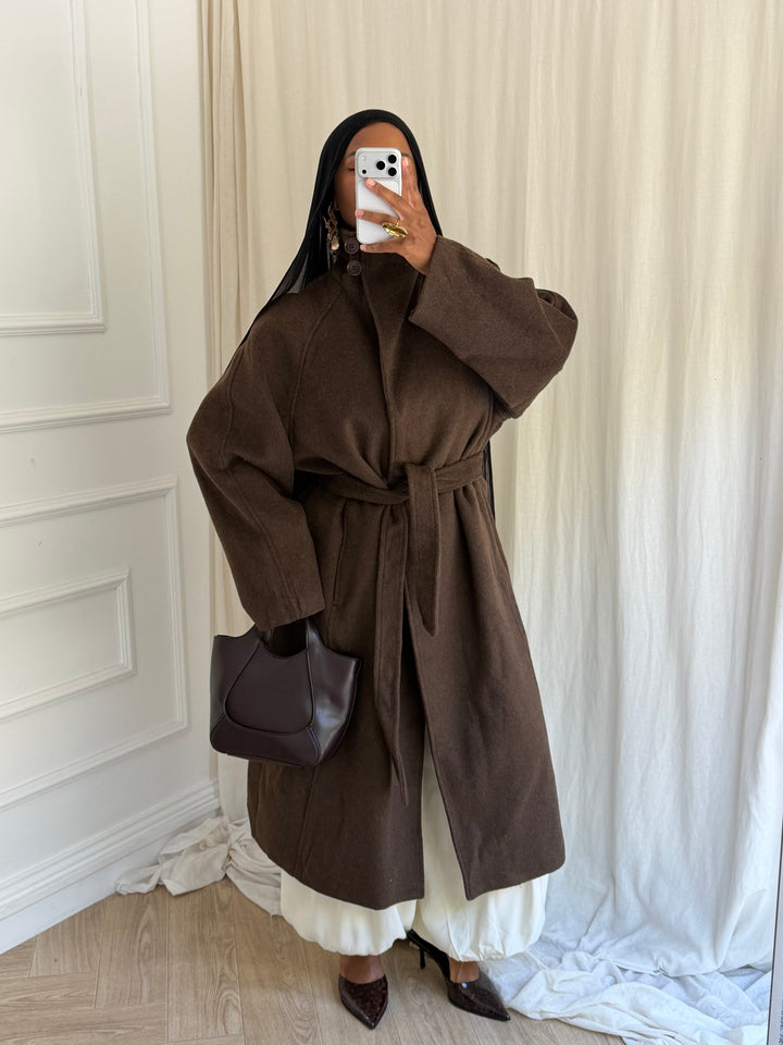 MANTEAU COAT LAINE MARRON