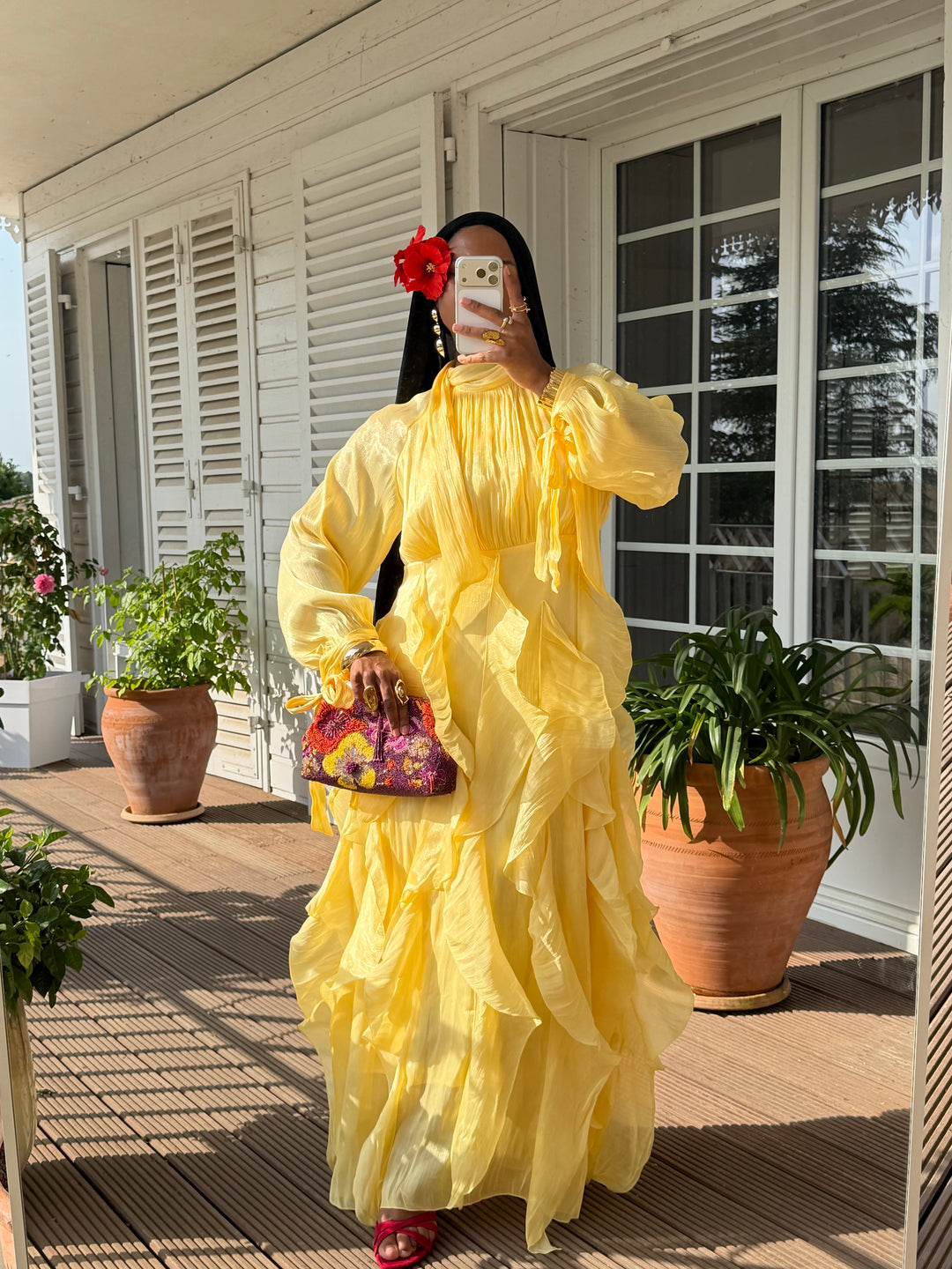 ROBE VOLANTS SIGNATURE JAUNE