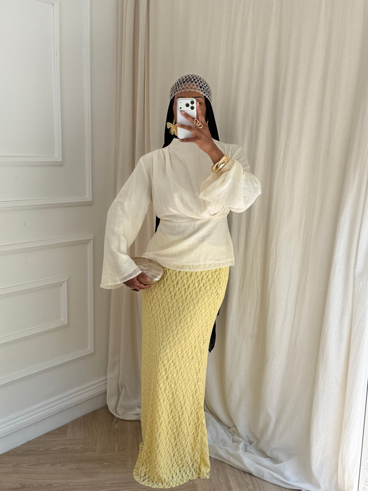 MAXI JUPE DENTELLE JAUNE