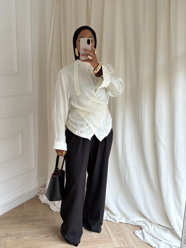 BLOUSE COURTE CROISÉ CRÈME