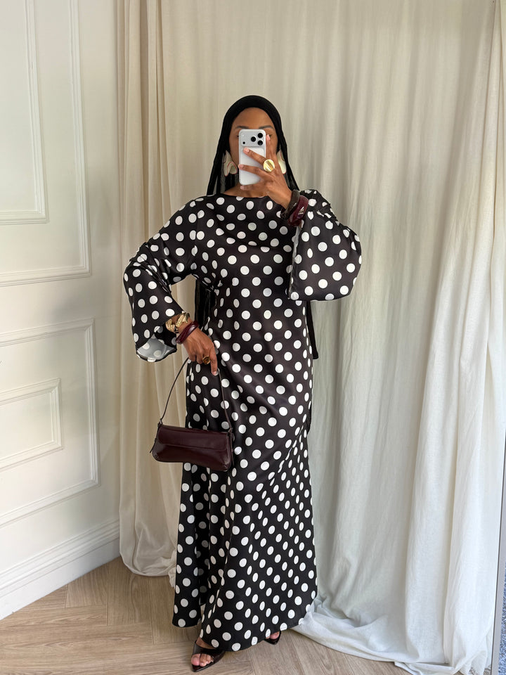 ROBE À GRAND POIS NOIRE