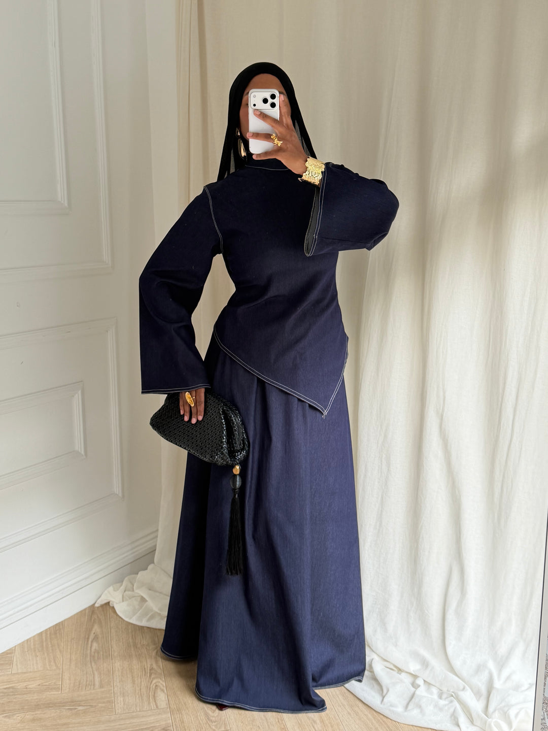 SET JUPE STYLE JEAN BLEU