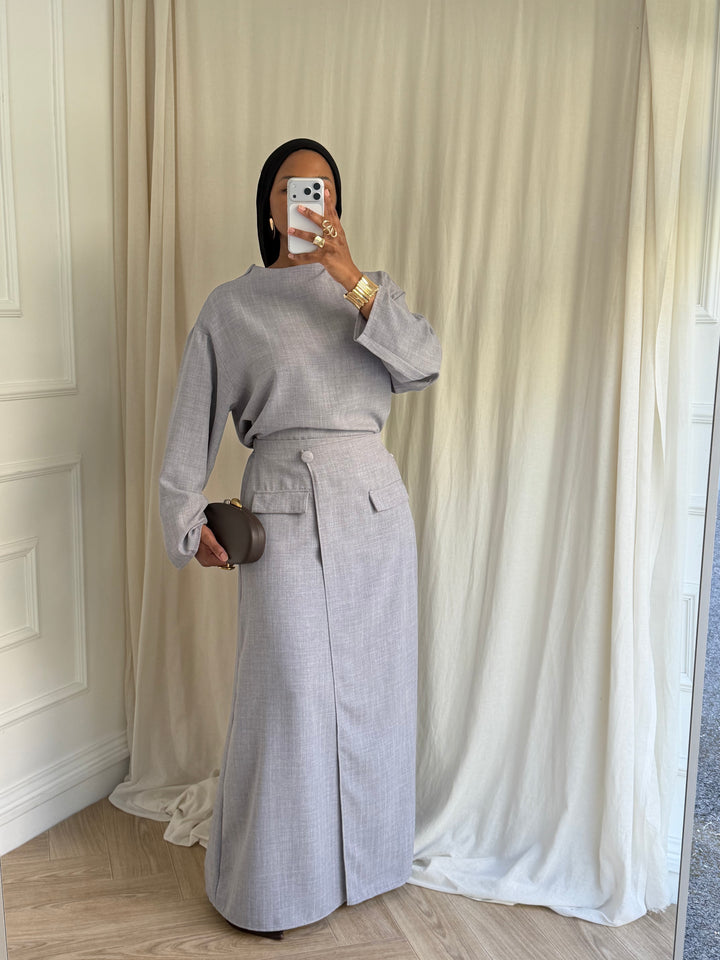 ENSEMBLE JUPE MARIAH GRIS CLAIR