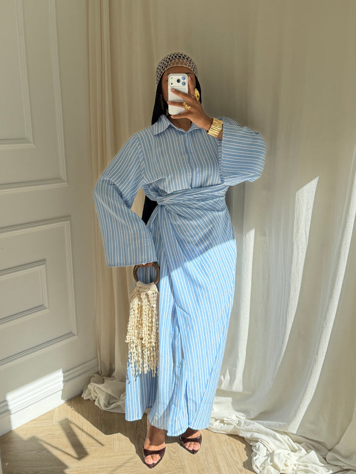 ROBE RAYURES SOUMEYA BLEU