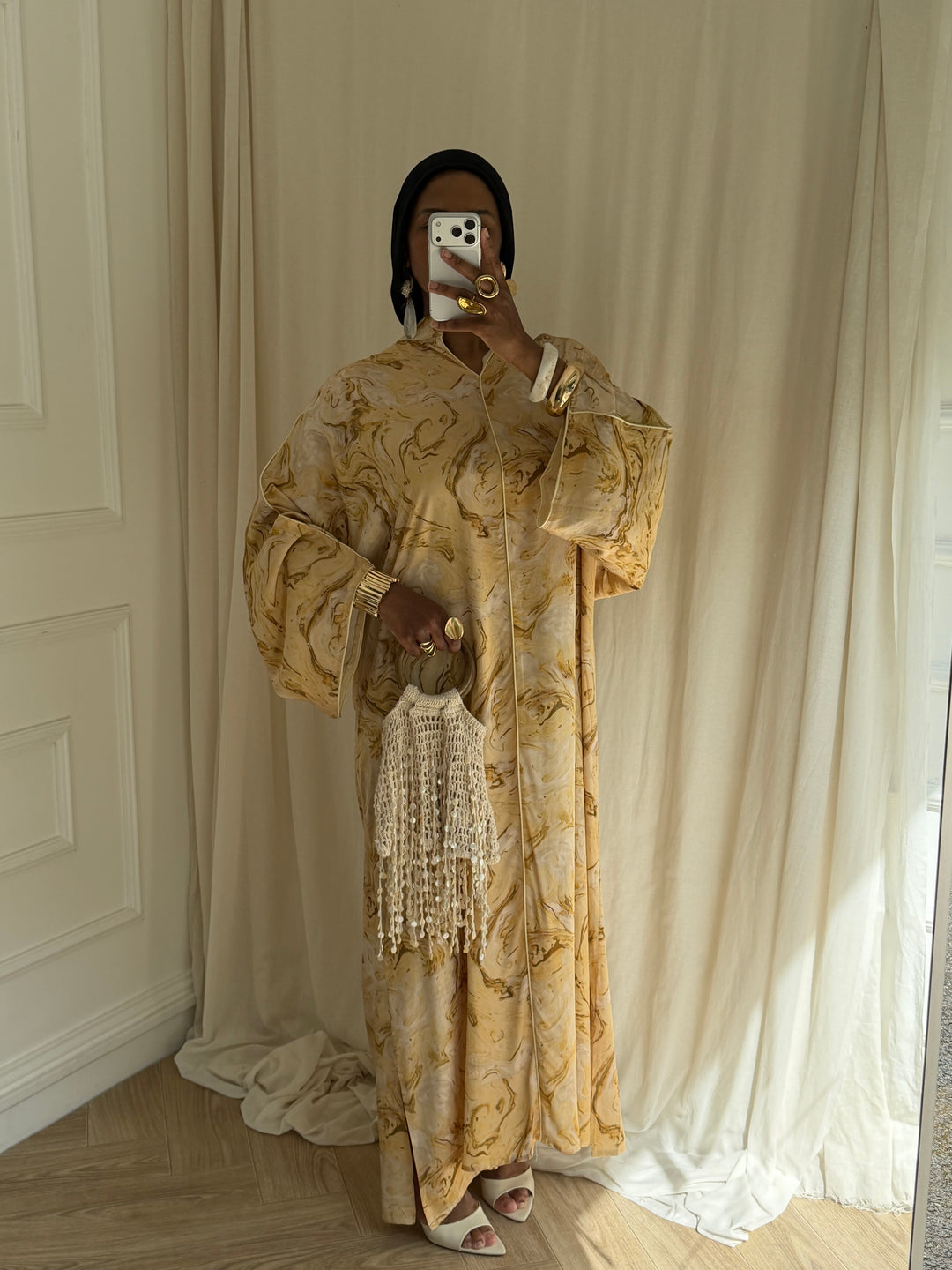 ROBE IMPRIMÉ À FENTE JAUNE