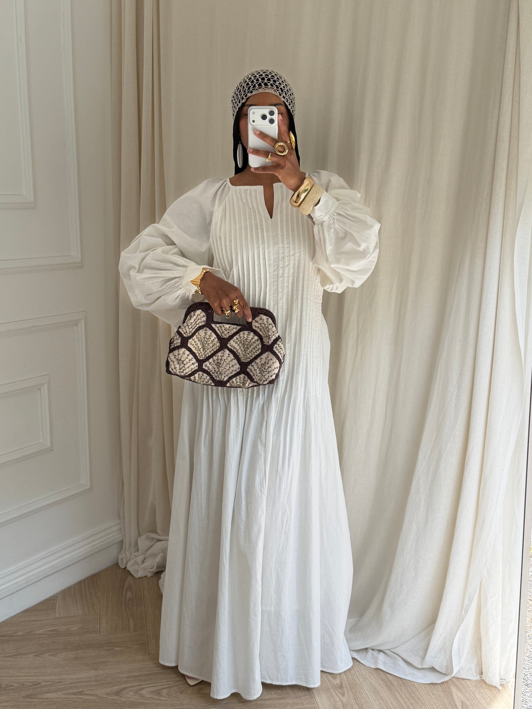 ROBE PLISSÉE COTON BLANCHE
