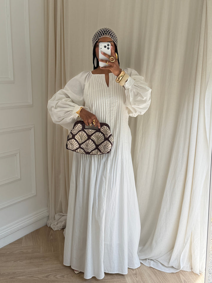 ROBE PLISSÉE COTON BLANCHE