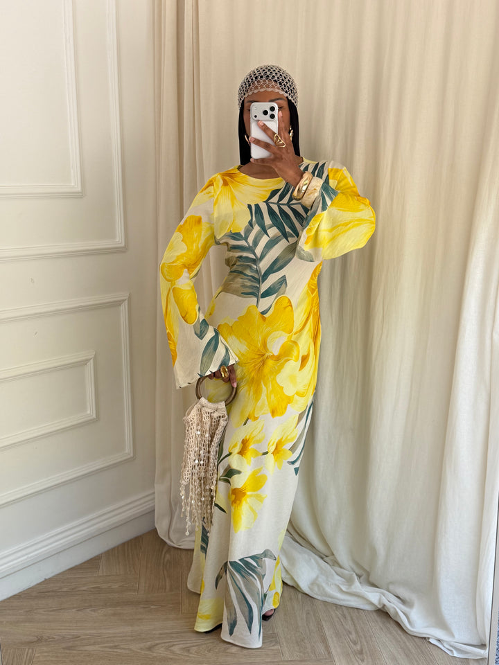 MAXI ROBE IMPRIMÉ SUMMER JAUNE