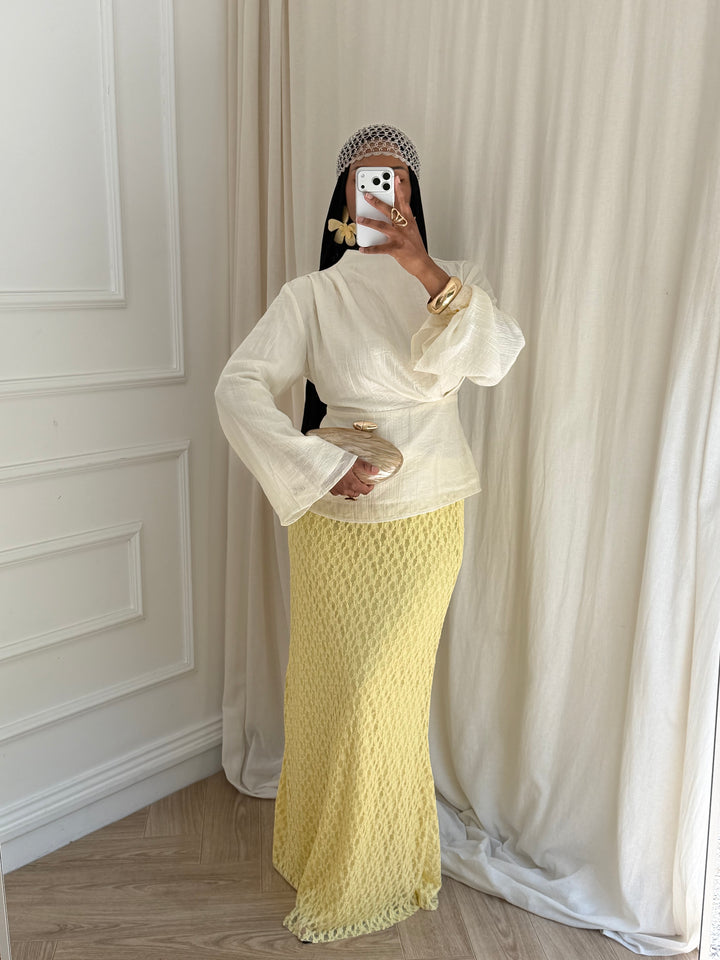 MAXI JUPE DENTELLE JAUNE