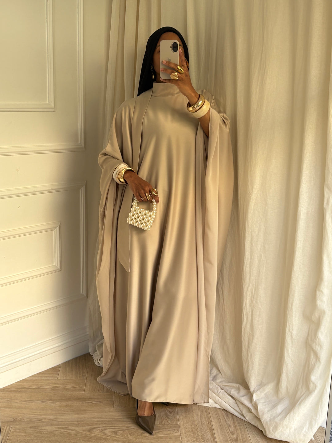 ABAYA SATIN BEIGE