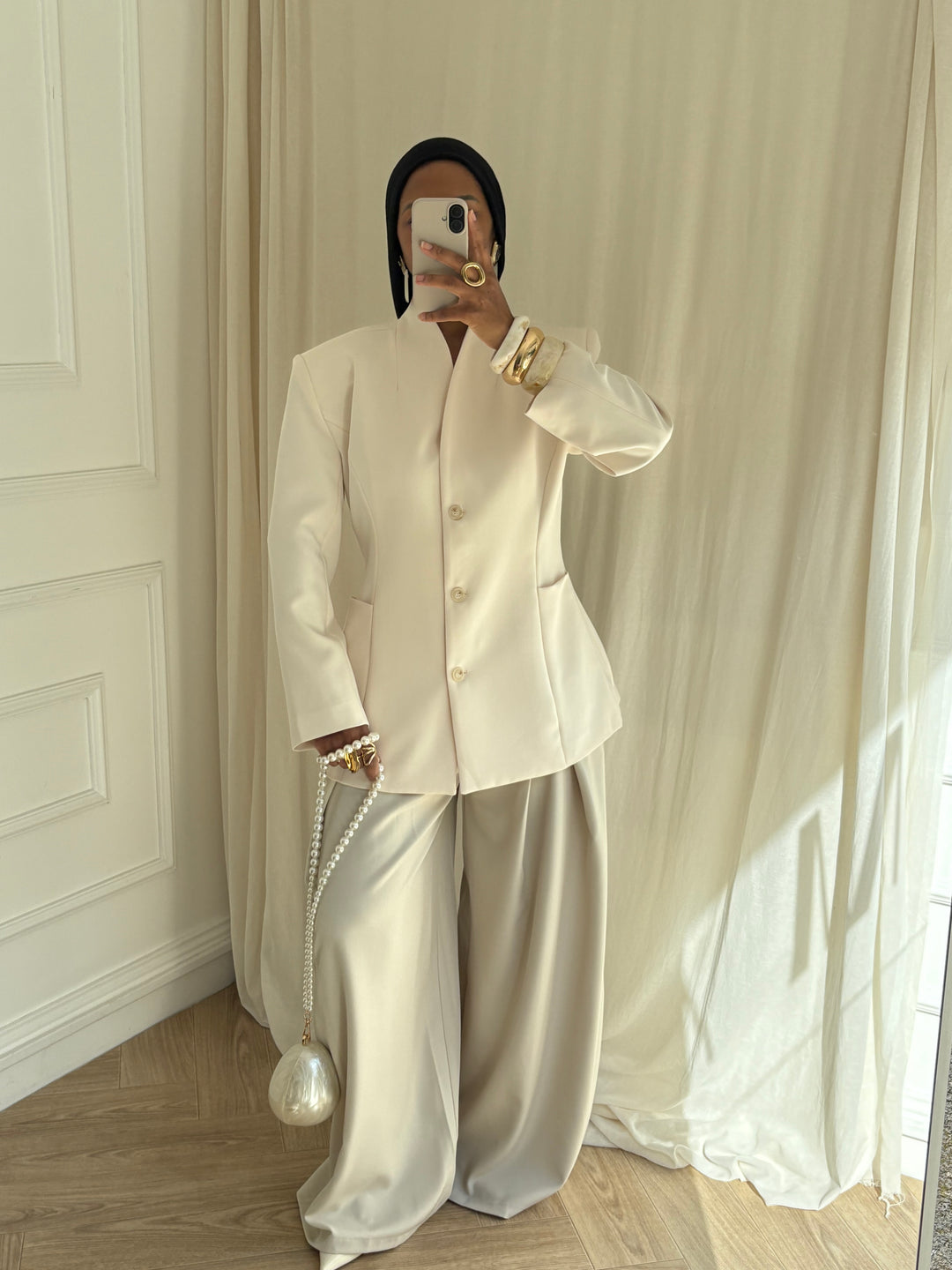 BLAZER CINTRÉ BOUTONS BEIGE CLAIR