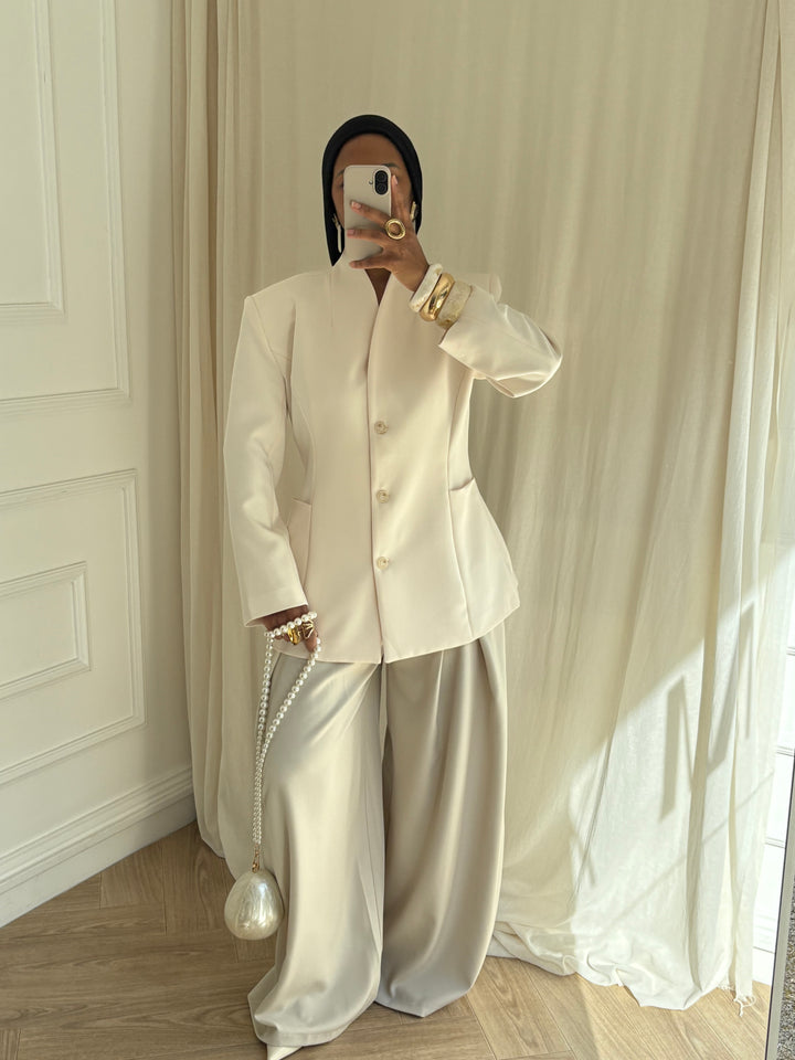 BLAZER CINTRÉ BOUTONS BEIGE CLAIR