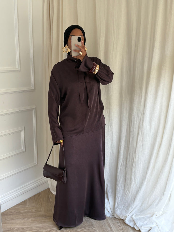 SET FLUIDE JUPE MARRON