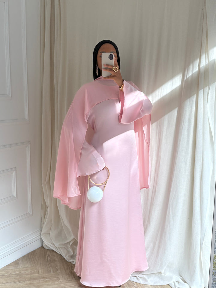 ROBE LUXE CAPE AMOVIBLE ROSE