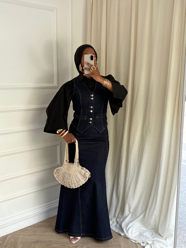 LA VESTE DENIM SANS MANCHES