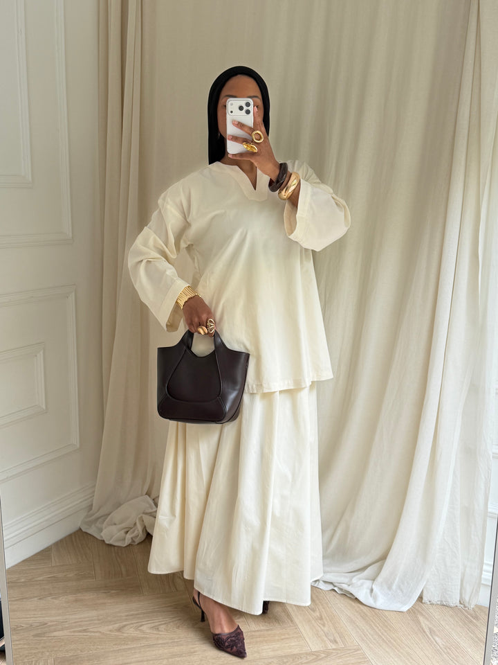 ENSEMBLE JUPE RIM BEIGE