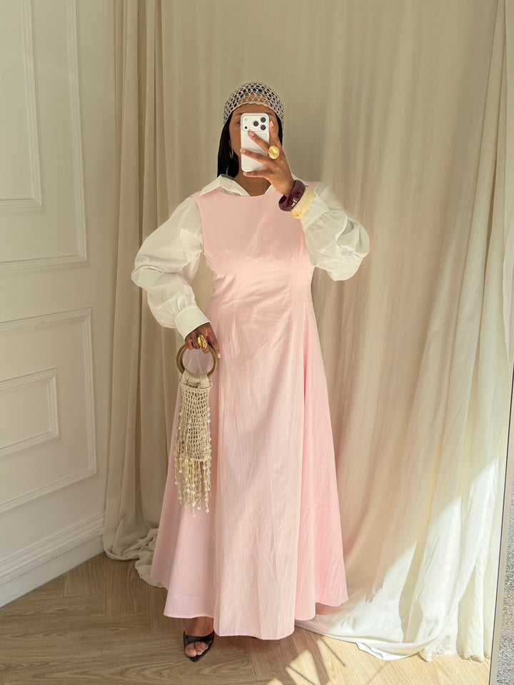 ROBE SANS MANCHES COTON ROSE