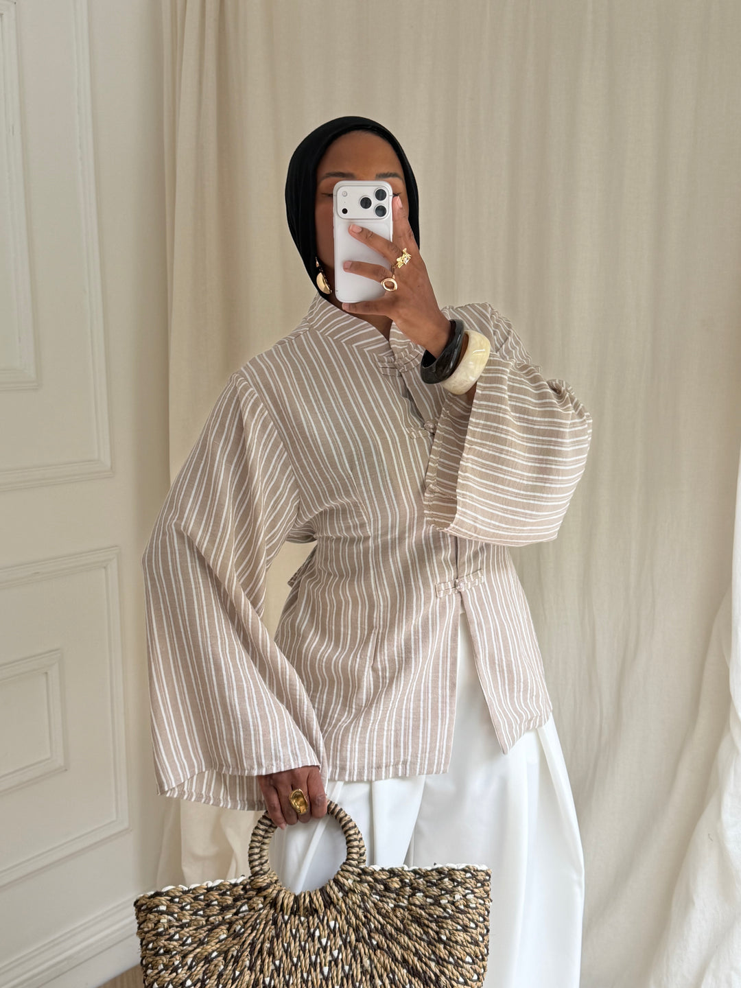 BLOUSE RAYURES HÉLA TAUPE