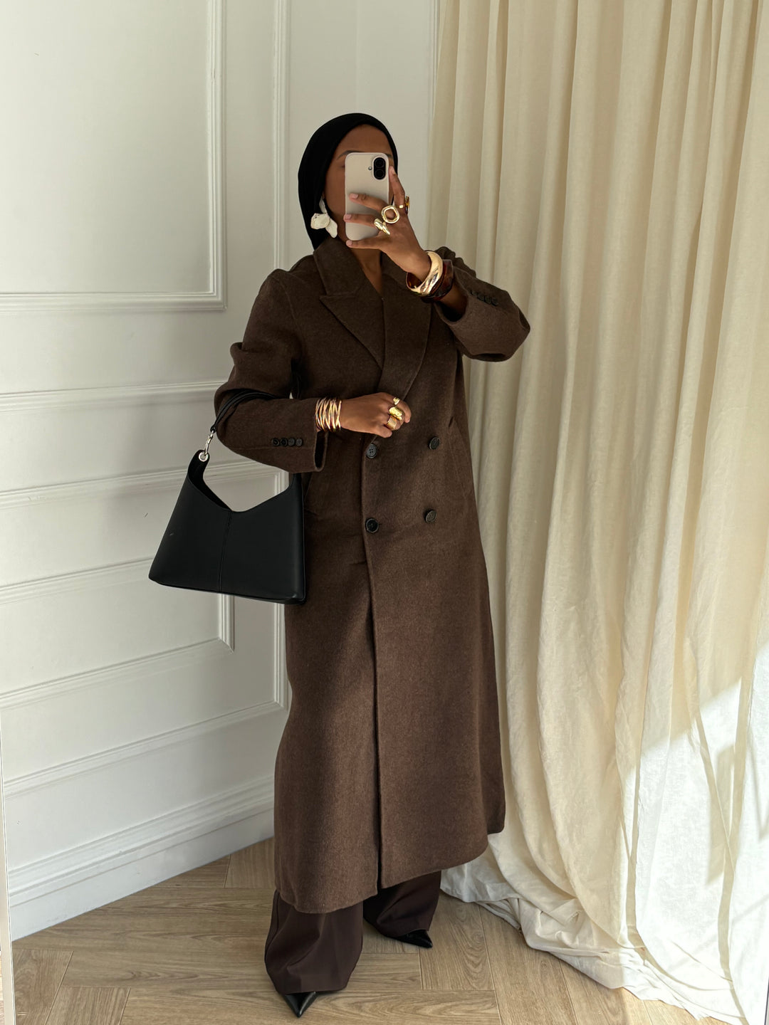 MANTEAU LONG EN LAINE HANDMADE MARRON