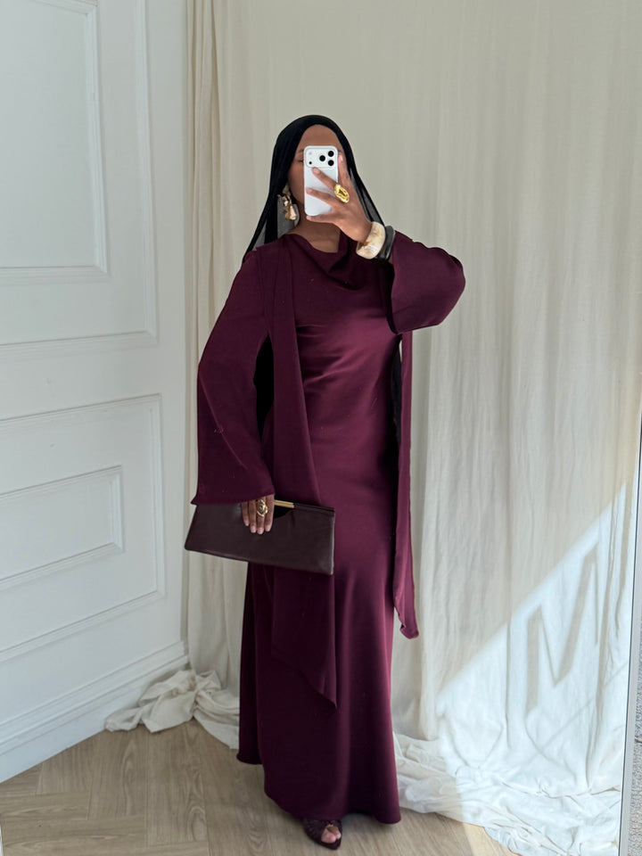 ROBE LONGUE CAPE PRUNE