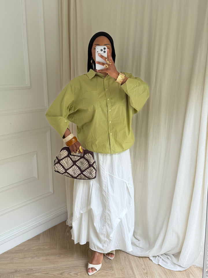 BLOUSE OVERSIZE COTON OLIVE