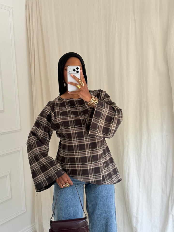 BLOUSE À RAYURES MARRON