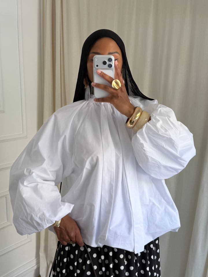 BLOUSE À COTON BOULE BLANCHE