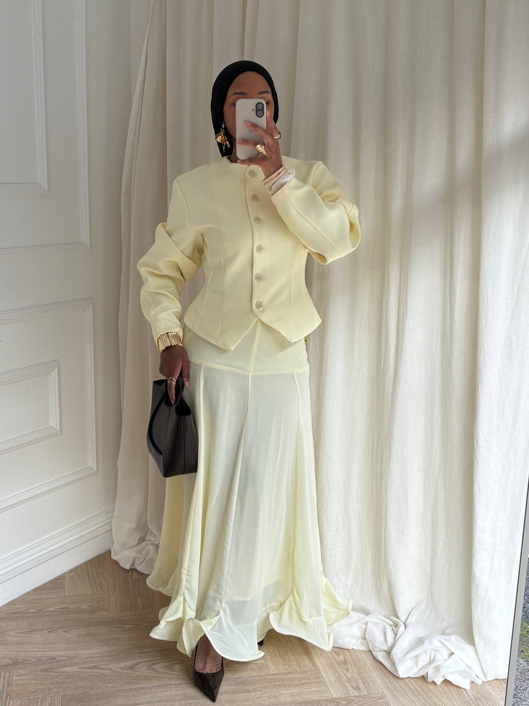VESTE COURTE GLAMOUR JAUNE