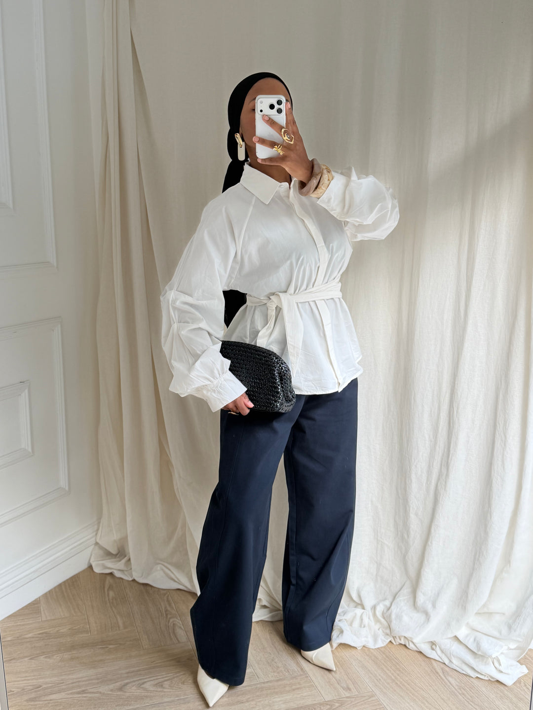 CHEMISE MANCHES BOUFFANTES  
 BLANC