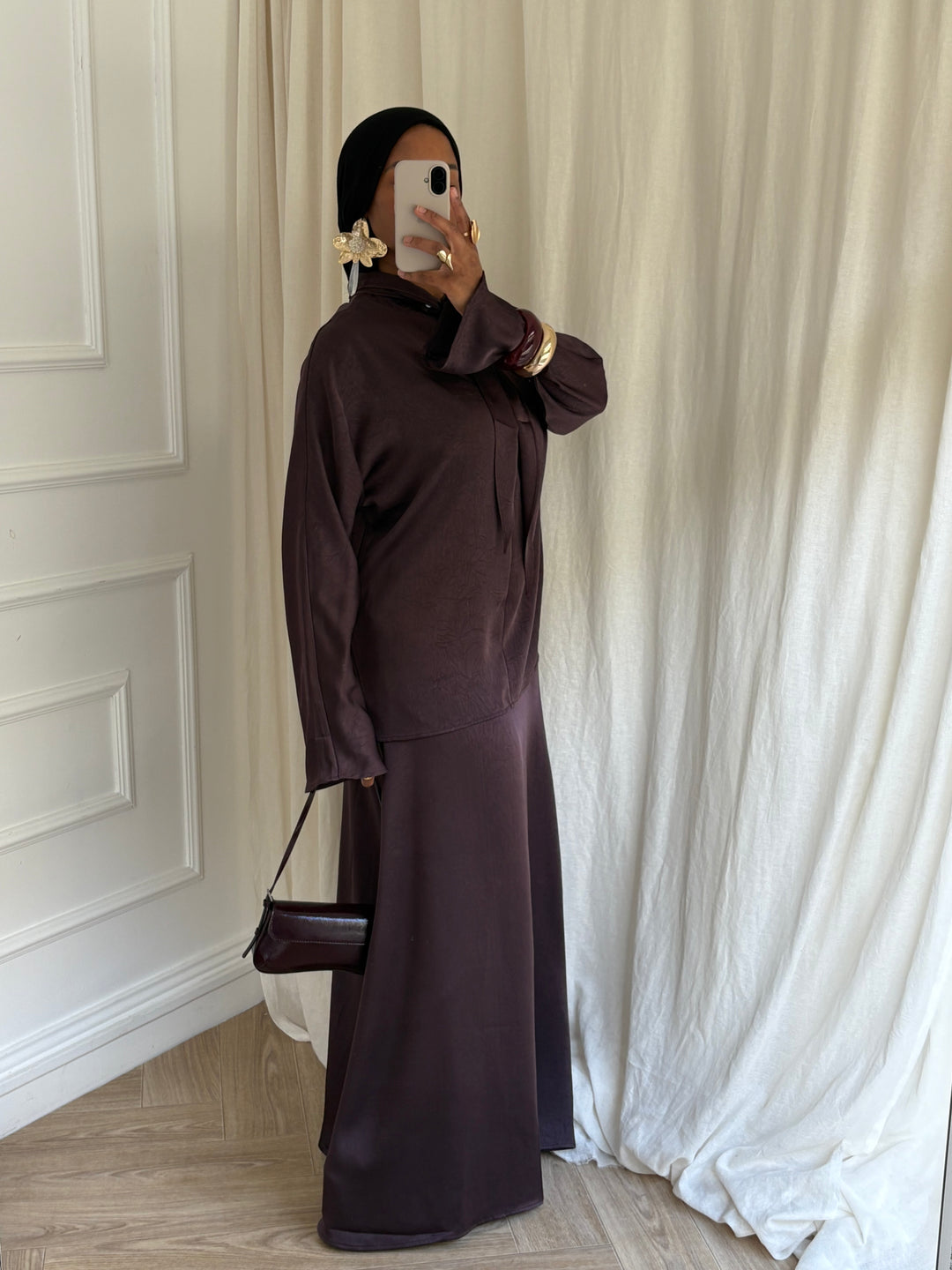 SET FLUIDE JUPE MARRON