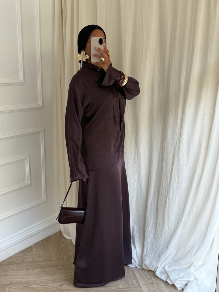 SET FLUIDE JUPE MARRON