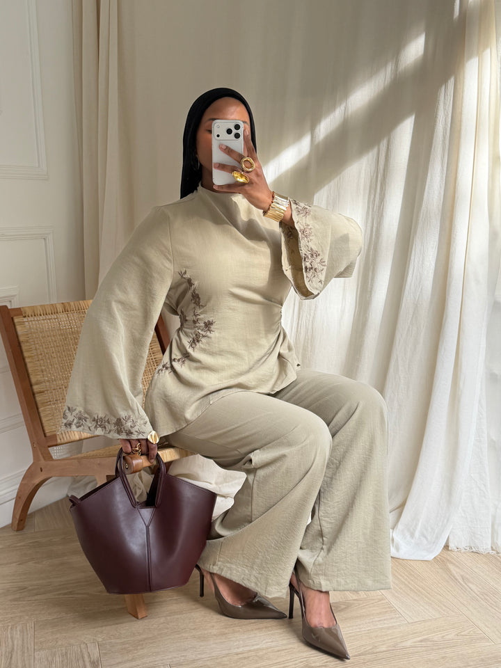 ENSEMBLE BRODERIE TAUPE