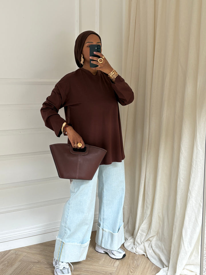 BASIC TOP MARRON
