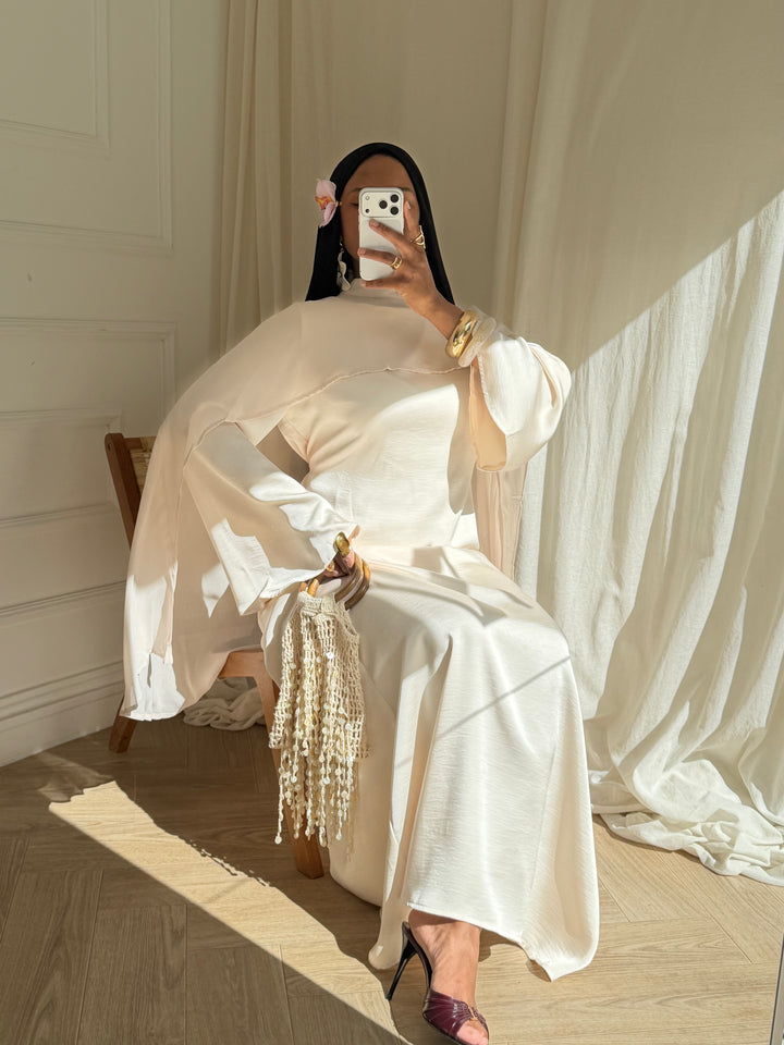 ROBE LUXE CAPE AMOVIBLE CRÈME
